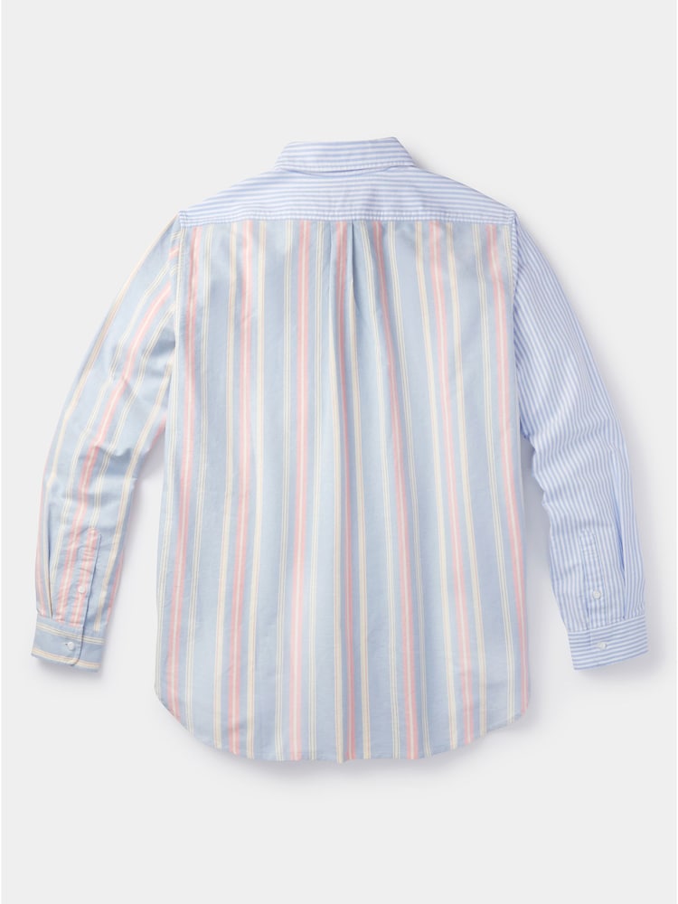 Aubin Blue Burwell Patchwork 100% Cotton Shirt - Image 8 of 8