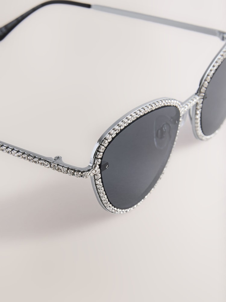 Silver Sparkle Cat Eye Sunglasses - Image 6 of 6