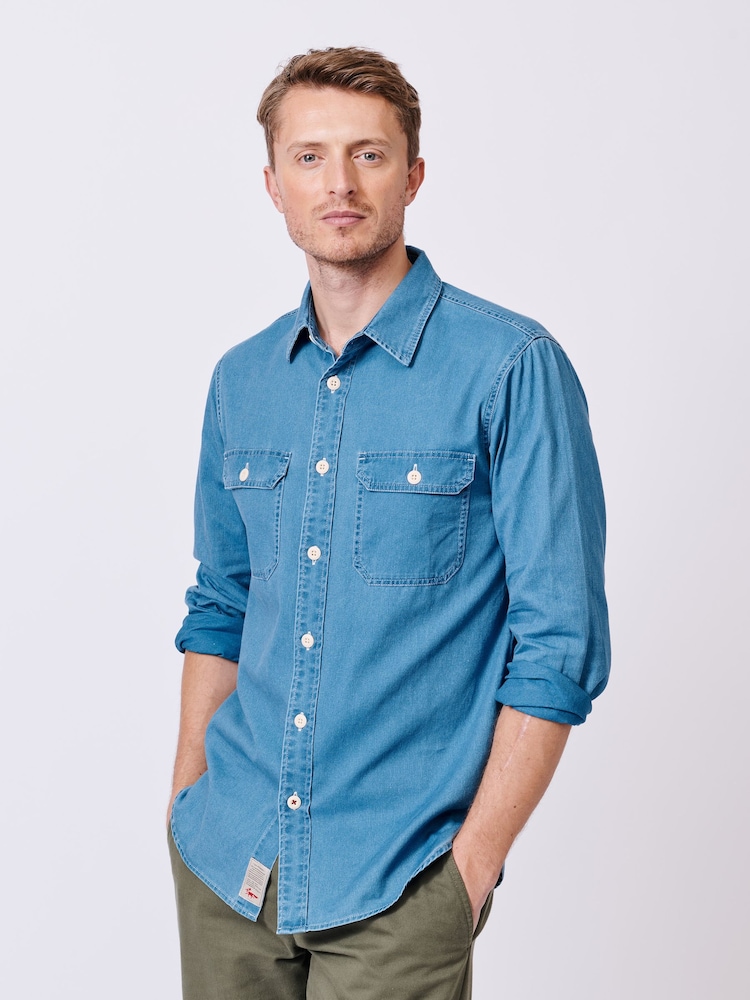 Aubin Blue Foston Denim 100% Cotton Shirt - Image 1 of 6
