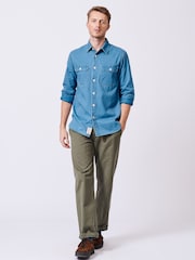 Aubin Blue Foston Denim 100% Cotton Shirt - Image 3 of 6