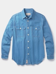 Aubin Blue Foston Denim 100% Cotton Shirt - Image 6 of 6