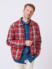 Aubin Red Langton Checked 100% Cotton Harrington Jacket - Image 1 of 9