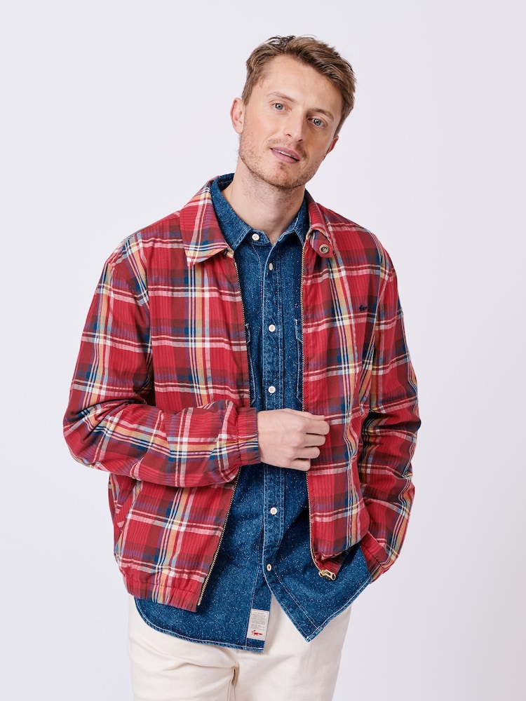 Aubin Red Langton Checked 100% Cotton Harrington Jacket - Image 1 of 9
