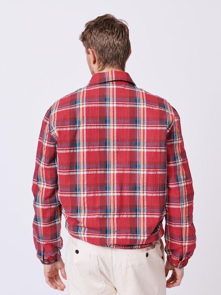 Aubin Red Langton Checked 100% Cotton Harrington Jacket - Image 2 of 9
