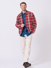 Aubin Red Langton Checked 100% Cotton Harrington Jacket - Image 3 of 9