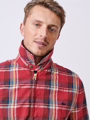 Aubin Red Langton Checked 100% Cotton Harrington Jacket - Image 6 of 9