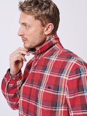 Aubin Red Langton Checked 100% Cotton Harrington Jacket - Image 7 of 9