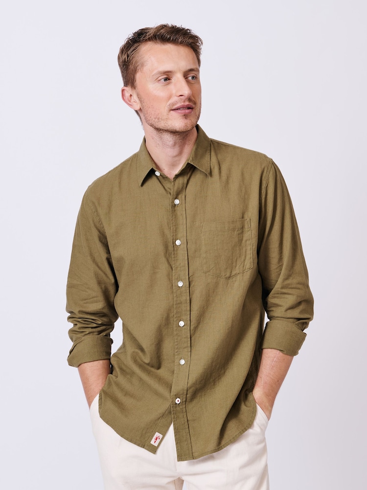 Aubin Blue Grainsby Linen Cotton Shirt - Image 1 of 6