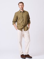 Aubin Blue Grainsby Linen Cotton Shirt - Image 3 of 6