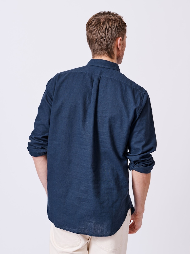 Aubin Blue Grainsby Linen Cotton Shirt - Image 2 of 6