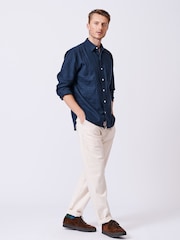 Aubin Blue Grainsby Linen Cotton Shirt - Image 3 of 6