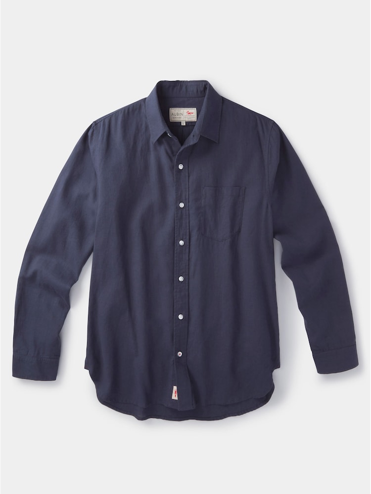 Aubin Blue Grainsby Linen Cotton Shirt - Image 6 of 6