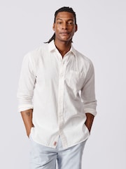 Aubin Blue Grainsby Linen Cotton Shirt - Image 1 of 6