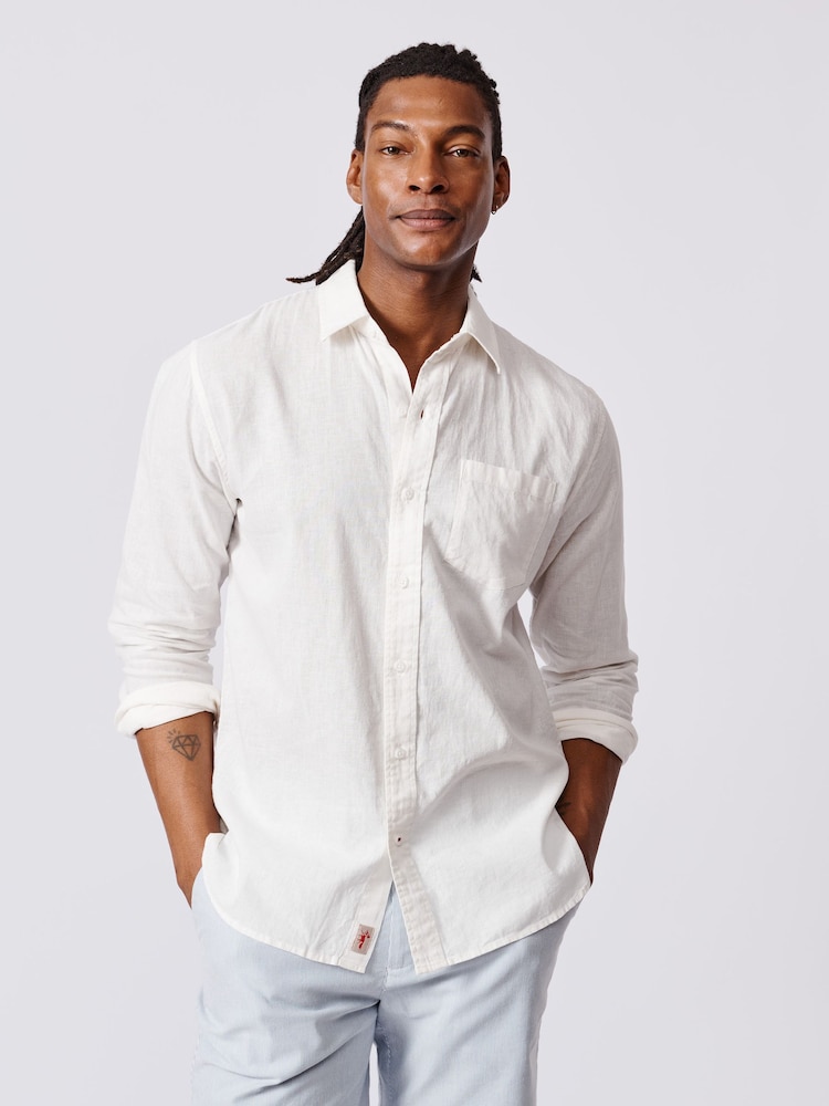 Aubin Blue Grainsby Linen Cotton Shirt - Image 1 of 6