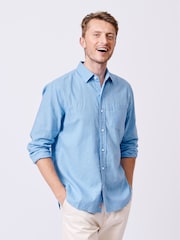 Aubin Blue Grainsby Linen Cotton Shirt - Image 1 of 5