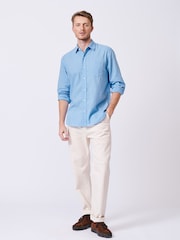 Aubin Blue Grainsby Linen Cotton Shirt - Image 3 of 5