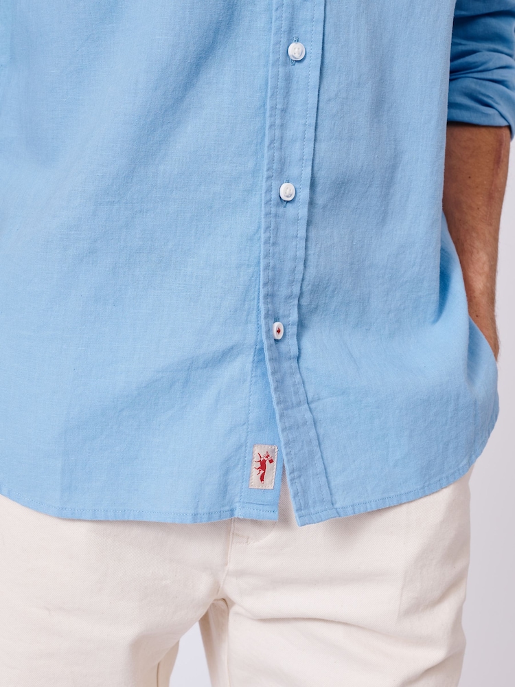Aubin Blue Grainsby Linen Cotton Shirt - Image 4 of 5