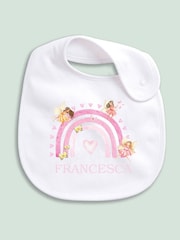Little Years Personalised Girls Fairy & Rainbow 100% Cotton White Bib - Image 2 of 4