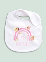 Little Years Personalised Girls Fairy & Rainbow 100% Cotton White Bib - Image 3 of 4