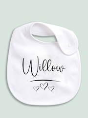 Little Years Personalised Name & Heart 100% Cotton White Bib - Image 2 of 4