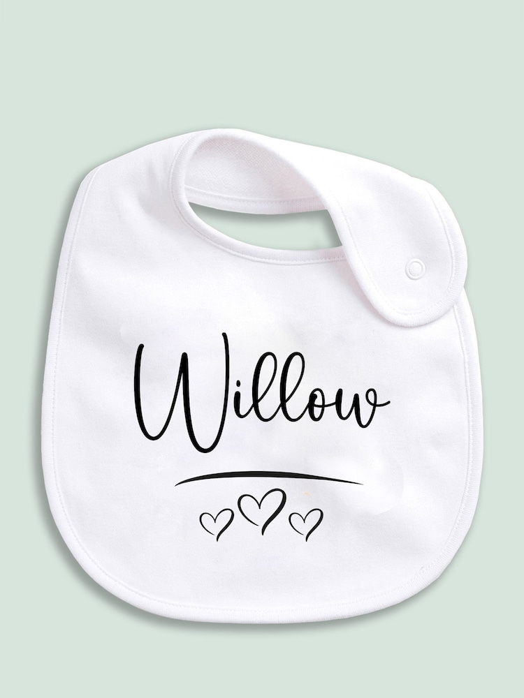 Little Years Personalised Name & Heart 100% Cotton White Bib - Image 2 of 4 Little Years Personalised Name & Heart 100% Cotton White Bib - Image 2 of 4