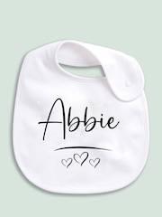 Little Years Personalised Name & Heart 100% Cotton White Bib - Image 3 of 4