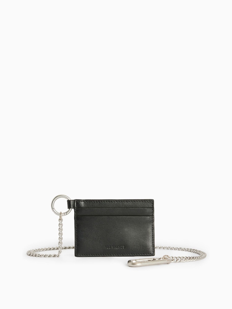 AllSaints Black Makoto Chain Card Holder - Image 1 of 6