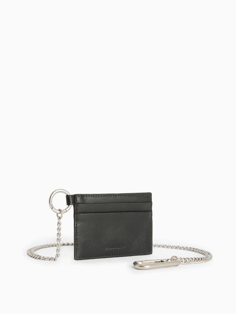 AllSaints Black Makoto Chain Card Holder - Image 2 of 6