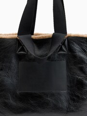 AllSaints Black Izzy Shearling Tote Bag - Image 4 of 8