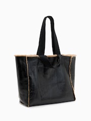 AllSaints Black Izzy Shearling Tote Bag - Image 7 of 8