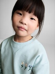 Mango Blue Floral Embroidered 100% Cotton Sweatshirt - Image 3 of 6