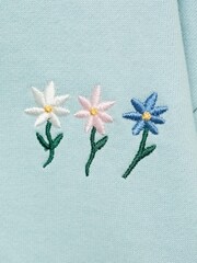 Mango Blue Floral Embroidered 100% Cotton Sweatshirt - Image 6 of 6