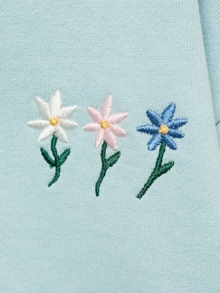 Mango Blue Floral Embroidered 100% Cotton Sweatshirt - Image 6 of 6
