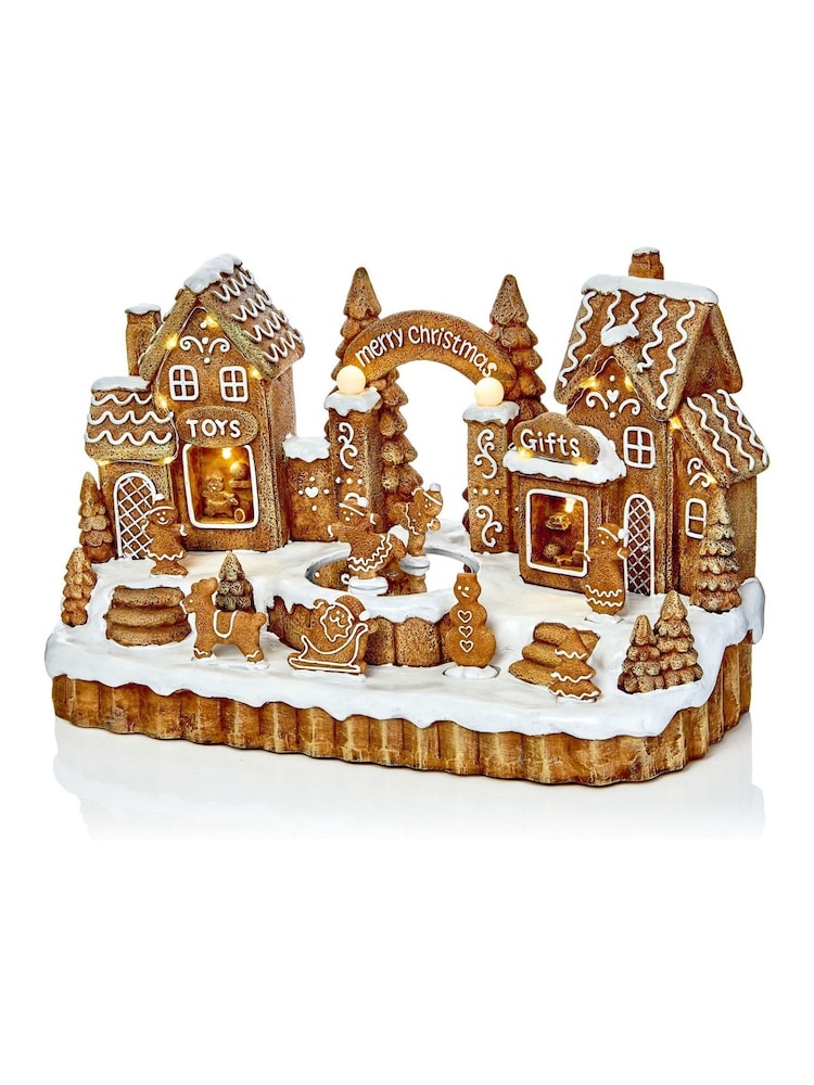 Premier Decorations Ltd Lit Animated Gingerbread Village Scene - Image 1 of 1