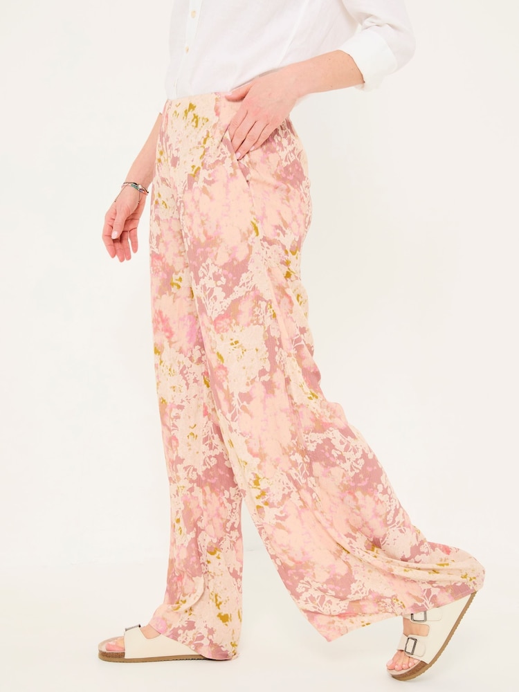 Rose Pink Layered Floral - FatFace Wide Leg Trousers - Bild 2 von 7 Rose Pink Layered Floral - FatFace Wide Leg Trousers - Bild 2 von 7