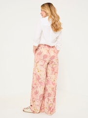 FatFace Zelda Rose Pink Layered Floral Wide Leg Trousers - Image 3 of 7