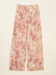 FatFace Zelda Rose Pink Layered Floral Wide Leg Trousers - Image 7 of 7
