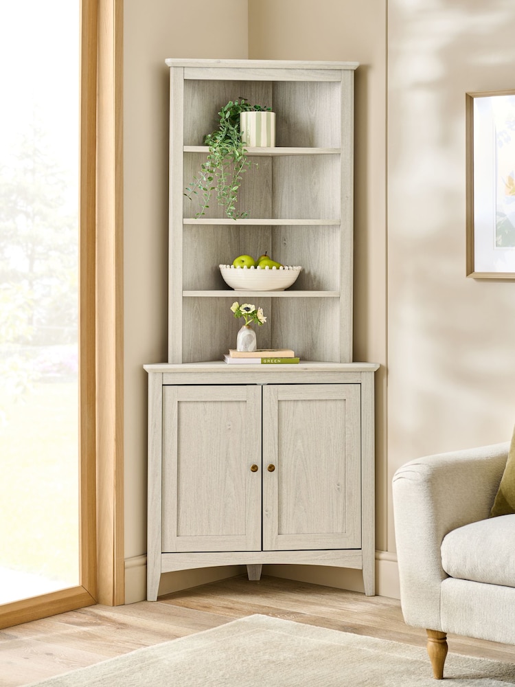 Grey Oakham Oak Effect Storage Corner Shelf - Image 1 of 8