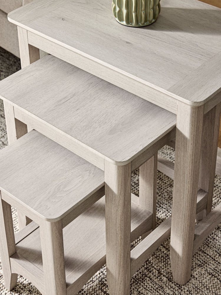 Grey Oakham Oak Effect Rectangle Set of 3 Nest of Tables - Image 2 of 7