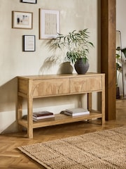 Natural Arches Mango Wood Effect Console Table - Image 2 of 9