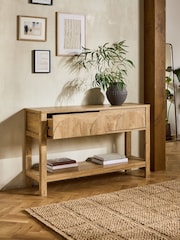 Natural Arches Mango Wood Effect Console Table - Image 4 of 9