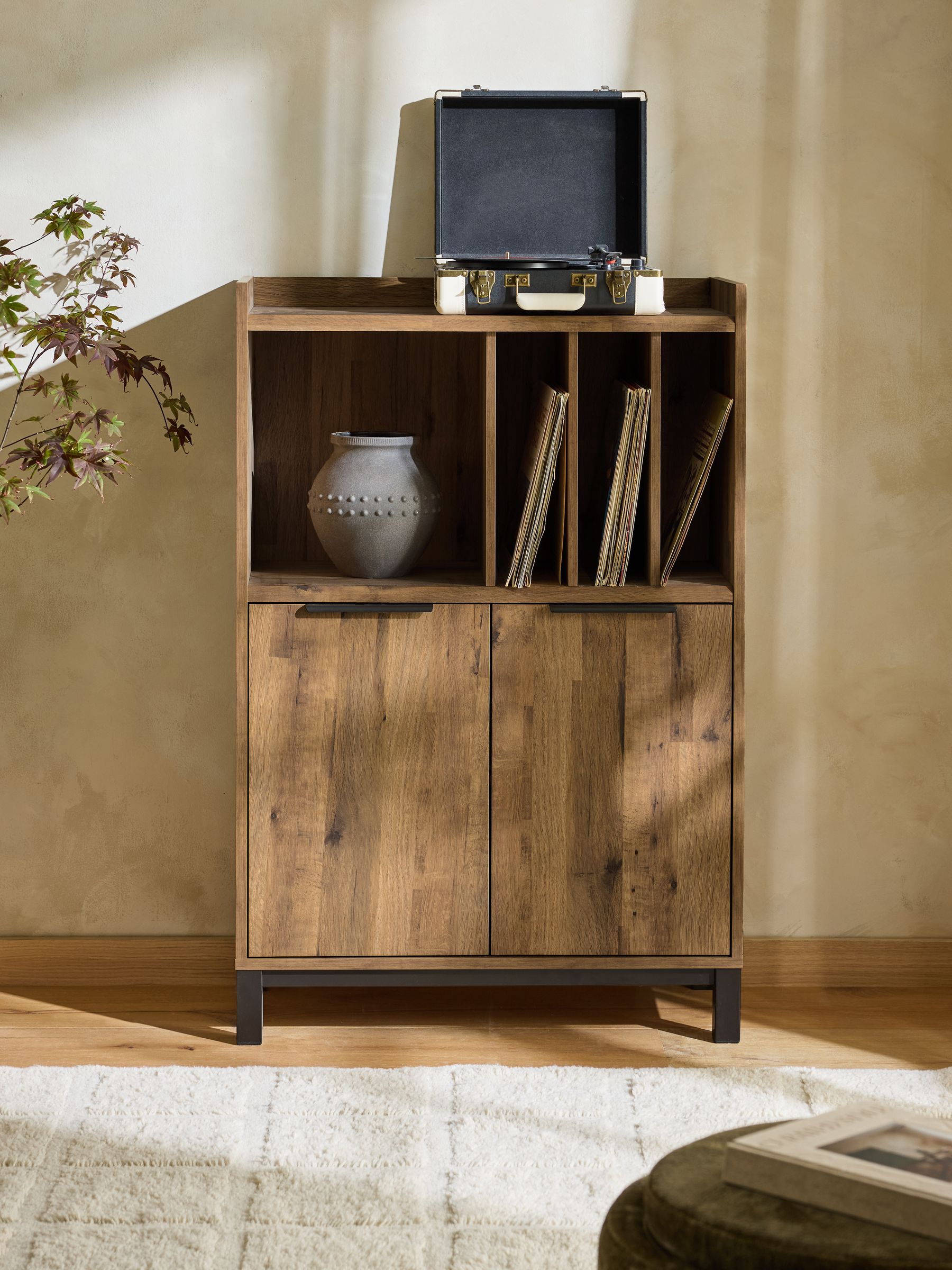 Buy Dark Bronx Oak Effect Vinyl 2 Door Sideboard from the Next UK