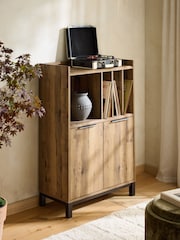 Dark Bronx Oak Effect Vinyl 2 Door Sideboard - Image 1 of 11