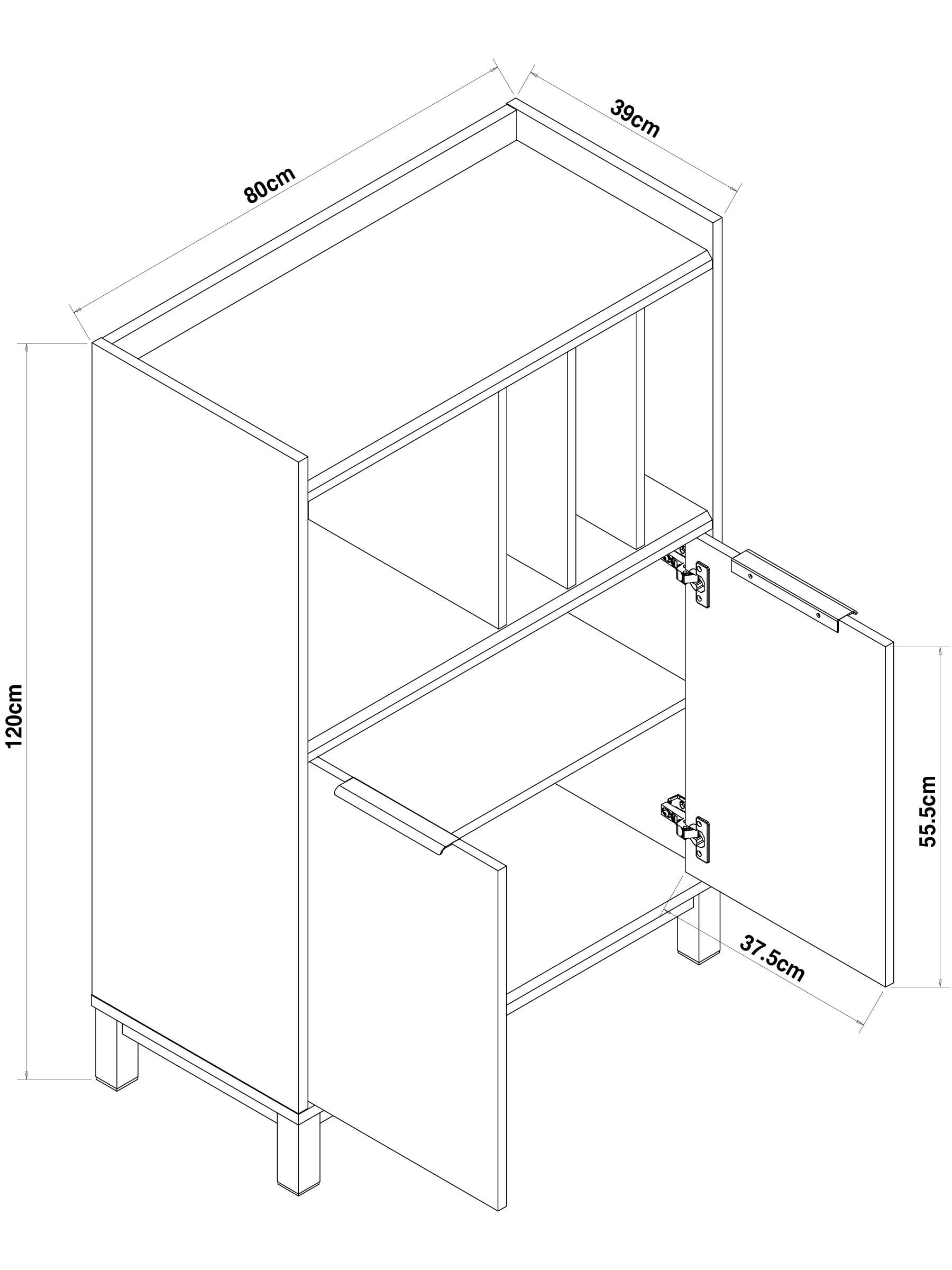 Buy Dark Bronx Oak Effect Vinyl 2 Door Sideboard from the Next UK
