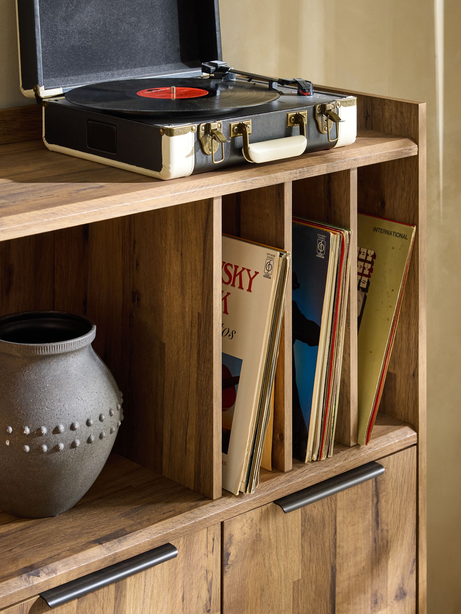 Buy Dark Bronx Oak Effect Vinyl 2 Door Sideboard from the Next UK