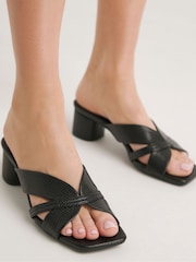 JD Williams Black Chop Out Mule Sandals in Wide Fit - Image 1 of 4