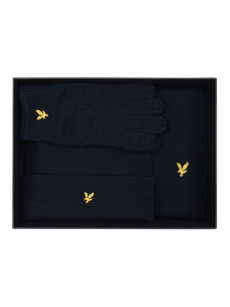 Lyle & Scott Blue Checked Scarf and Beanie Gift Set - Image 1 of 2