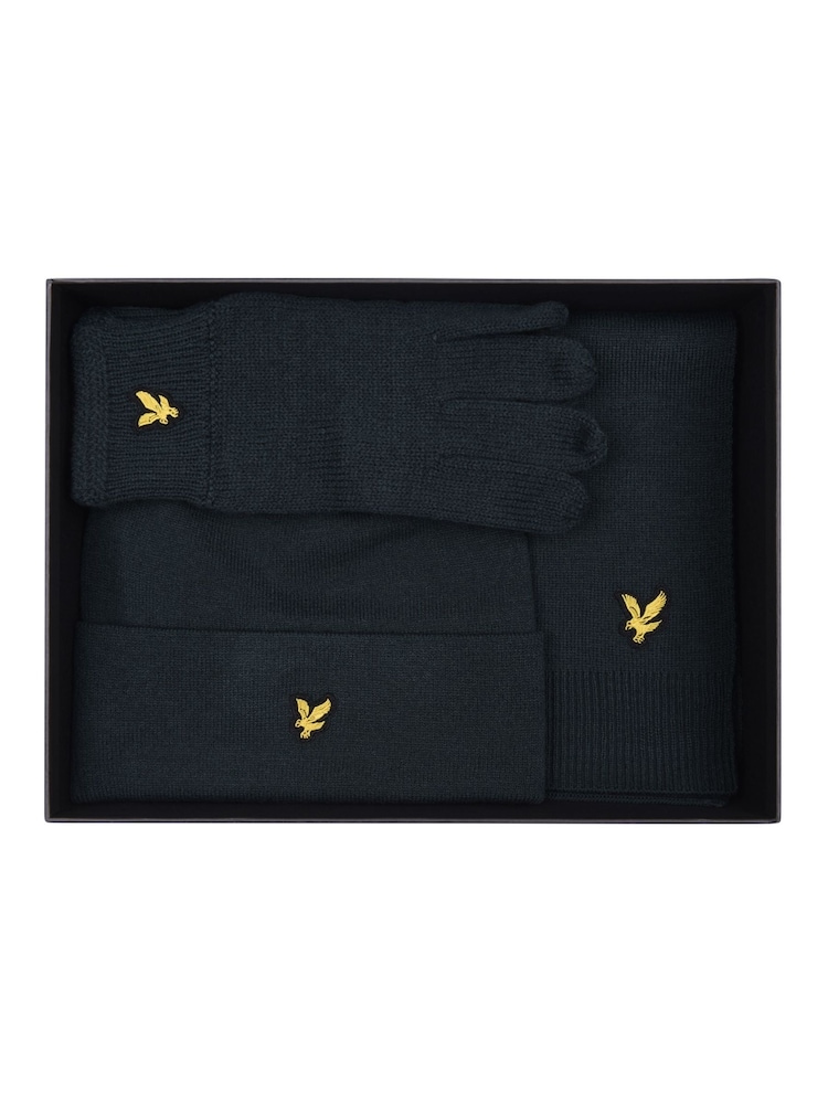 Lyle & Scott Natural Checked Scarf and Beanie Gift Set - Image 1 of 2