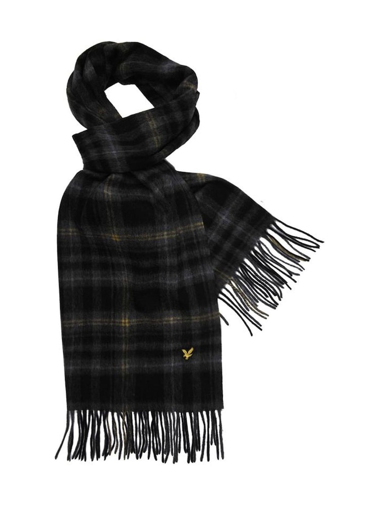 Lyle & Scott Black Tartan Cashmere Scarf - Image 1 of 1