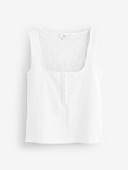 White Textured Henley Detail Tank - Image 6 of 8